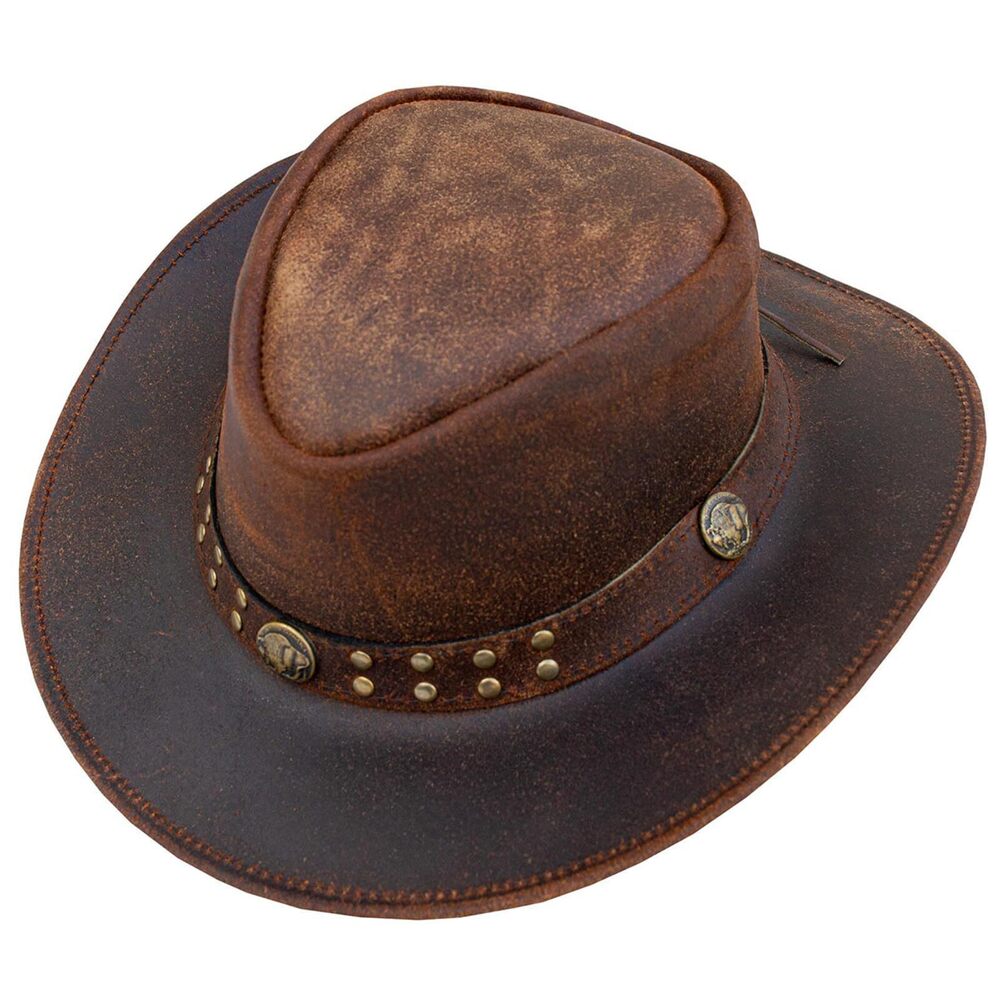 8108 Leather Cowboy Hat Western Australian Outback Hat with Shapeable Wide